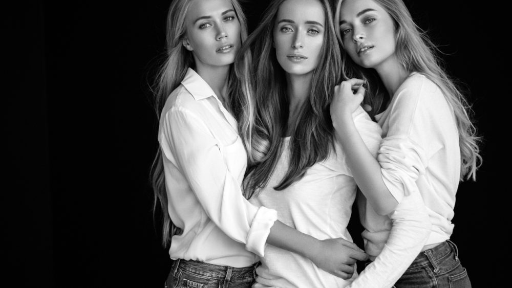 Three beautiful girls with a natural make-up