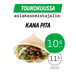 (FAFA’S) Toukokuun S-Etukorttitarjous Fafa’sista Kana Pita 10,40€, norm….