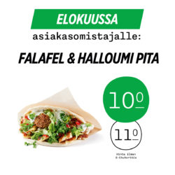 (FAFA’S) Kuukauden etu S-Etukortilla Falafel & Halloumi Pita 10,00€ norm….