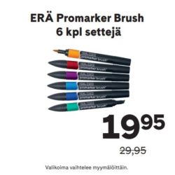 (Suomalainen Kirjakauppa) ERÄ Promarker Brush sivellintusseja 6 kpl paketti…